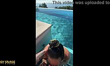 at the infinity pool in costa rica, she gives a public bj to her friend