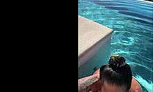 at the infinity pool in costa rica, she gives a public bj to her friend