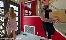 blonde in roleplay scenario on toilet seat