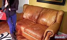 brunette hottie olyssia finger fucks pussy and sucks hard cock