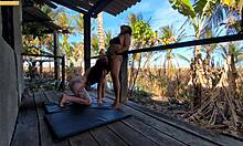 Watch these two girls fuck in the forest? lucky guy asks