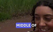 Risky public pov sex with busty brunette latina riding cock in nature, licking pussy deeply