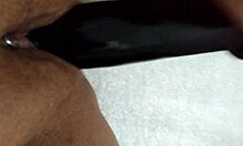 My wife jumps around with her dildo, having fun