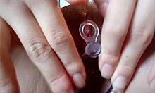 Opening my pussy with dildo