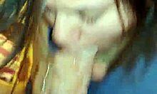 Cheating married slut sneaks over for oral creampie while husband sleeps in bed