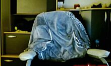 Sexydea teases with her ass and feet in black stockings and garter belt