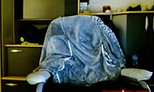 Sexydea teases with her ass and feet in black stockings and garter belt