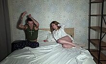 Busty blonde cheats intensely on her cuckold boyfriend with his stepdad