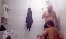 Ever watched the real sex of an amateur couple bent over in the bathroom?