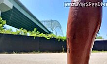 Real Memphis woman eagerly sucks and deepthroats a massive black cock in public.