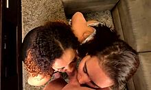 two girls cum swapping and kissing after sucking dick pov 😘