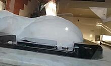 Spying on a brunette bathing a guy in feminine clothing comes in and fucks her in the pear-shaped ass and buries his cock in her anus busty and big-ass latina brunette