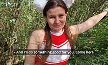 my quadrober gf ran away to the forest but i found her and fucked in the mouth