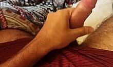 young guy jerking off huge cock in bedroom