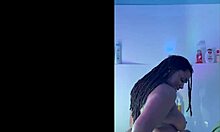 Homemade amateur shower time with ebony beauty