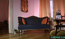 Young british teen in stockings rides old man's monster cock in high definition scene