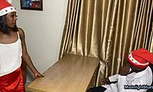 ebony petite 18+ gives bbc family doctor a merry christmas fuck