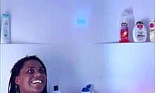 Homemade amateur shower time with ebony beauty