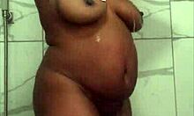 Homemade amateur shower time with ebony beauty