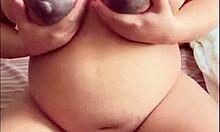 Pregnant Arab woman enjoys solo sessions with big boobs and hairy pussy