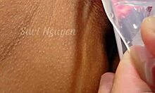 Vietnamese babe with wet hairy pussy gets creampied in bedroom by neighbor.