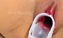 Vietnamese babe with wet hairy pussy gets creampied in bedroom by neighbor.