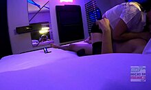 The secretary moans, 'Fuck me harder in front of my husband'