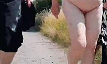 Hot granny with 66 years walked with me on a sunny day