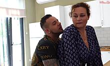 hot naughty girl seduces her stepmother's lover and he fucks them both hard in the mouth with his huge dick