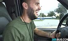 Juicy latina brunette gets her ass fucked hard on the crowded 305 bus in public humiliation