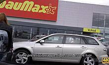 Pentru bani, nimfă strălucitoare face sex în aer liber cu străin bogat