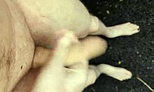 Risky masturbating outside at midday