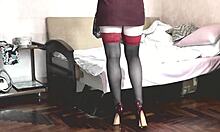 Beautiful naked girl pees, fingers pussy, squirts in morning