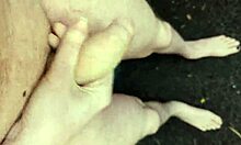 Risky masturbating outside at midday