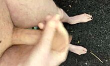 Risky masturbating outside at midday