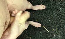 Risky masturbating outside at midday
