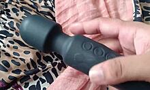 Horny desi girl gives footjob while using vibrator on bed