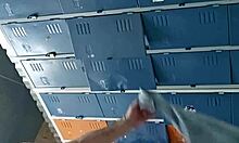 Watch that monster cock solo in the gym bathroom!