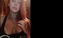 Redhead teases fans with pink tits