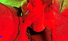 Latina Milf Under Red Light Sucks Balls Spits On Dick Handjob And Huge Facial Cumshot.