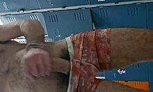 Watch that monster cock solo in the gym bathroom!