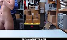 Amethyst Banks caught shoplifting, fucked by security. Black teen with big ass.