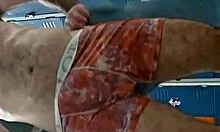 Watch that monster cock solo in the gym bathroom!