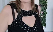 Stepmother teases stepson with huge breasts and seduces him.