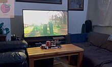 Movie night turns intimate with stepmom