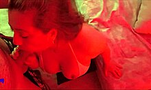 Latina Milf Under Red Light Sucks Balls Spits On Dick Handjob And Huge Facial Cumshot.