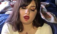 Lipstick blowjob handjob cum 😘