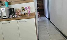 risky fuck with husband's friend in shower, nearly caught