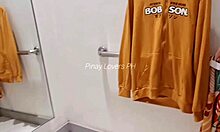 public fitting room viral scandal: step sister and step brother get fucked outdoors. taboo seduction unfolds in changing room.