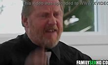 step parents foursome with step daughters in family gathering.